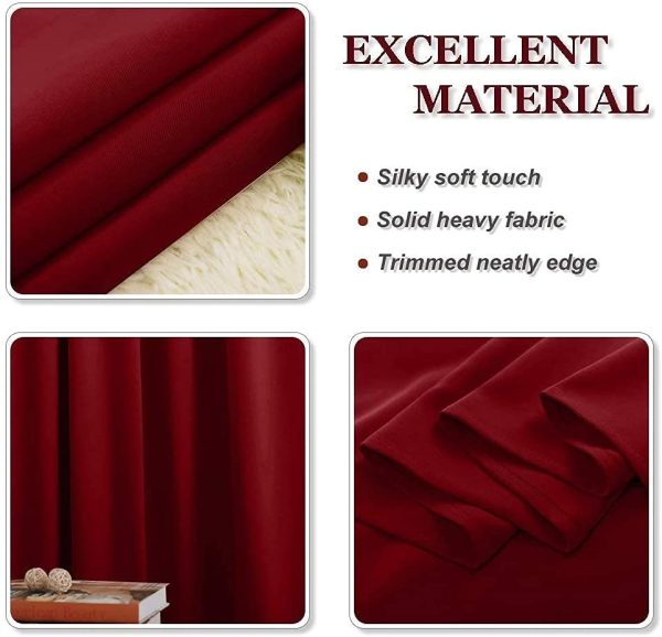 PONY DANCE Solid Window Curtains - Top Eyelet Light Blocking Room Darkening Curtain Panels for Home Decorative Window Treatment for Living Room, 42 inch by 63 inch, 2 Pieces, Red - Image 2