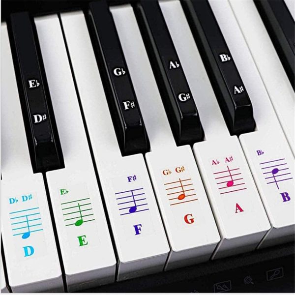 Piano Keyboard Notes Stickers for 25/49/61/54/88 Key Keyboards,Transparent Removable Music Piano Key Stickers for White and Black Keys,Keyboard Accessories for Kids Beginner Piano Practice Learning - Image 5