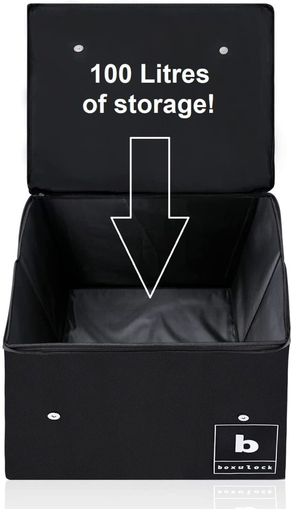 BOXULOCK Large Indoor Outdoor Lockable Storage Box. No assembly. Lock included. Black. - Image 6