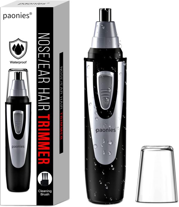 Ear and Nose Hair Trimmer Clipper - 2021 Professional Painless Eyebrow & Facial Hair Trimmer for Men Women, Battery-Operated Trimmer with IPX7 Waterproof, Dual Edge Blades for Easy Cleansing Black - Image 2