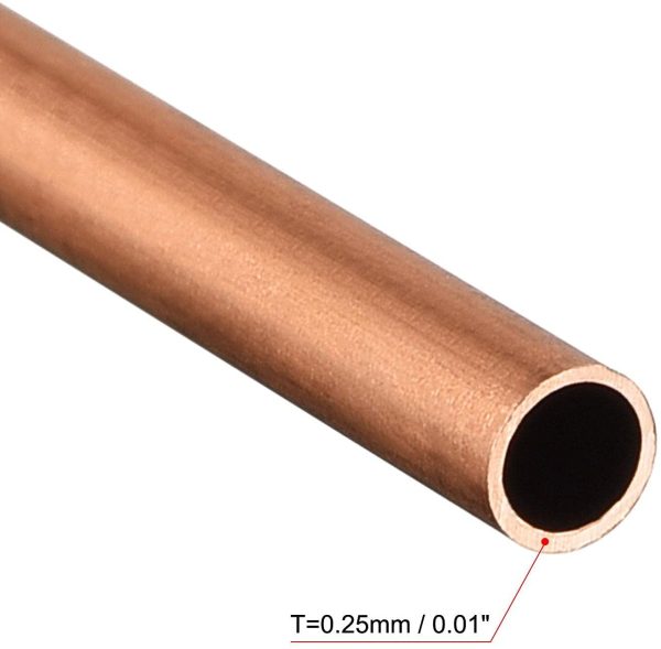 Copper Round Tube 3mm OD 0.25mm Wall Thickness 300mm Length Pipe Tubing 2 Pcs