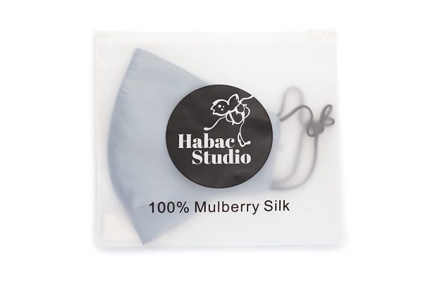 HABAC STUDIO - 100% Mulberry Silk Face Mask, Face Masks Washable UK, Reusable Face Mask, Mens Face Mask, Silk Mask, Masks for Women, Silk Face Covering, Face Masks, Nose Wire, Duck Egg Blue