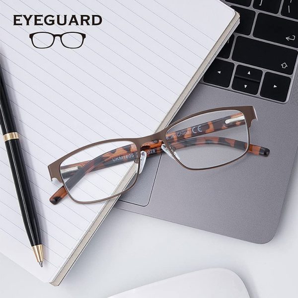 EYEGUARD Mens Reading Glasses, 1 Pair Rectangular Lightweight Metal Readers for Men - Image 6