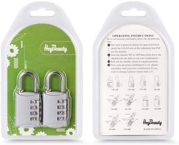 Combination Padlocks, 4 Digit Security Padlock, [2 Pack] Combination Lock for School Gym Suitcase Luggage - Image 3