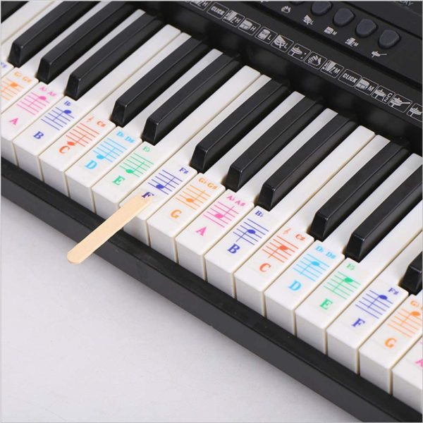 Piano Keyboard Notes Stickers for 25/49/61/54/88 Key Keyboards,Transparent Removable Music Piano Key Stickers for White and Black Keys,Keyboard Accessories for Kids Beginner Piano Practice Learning - Image 2