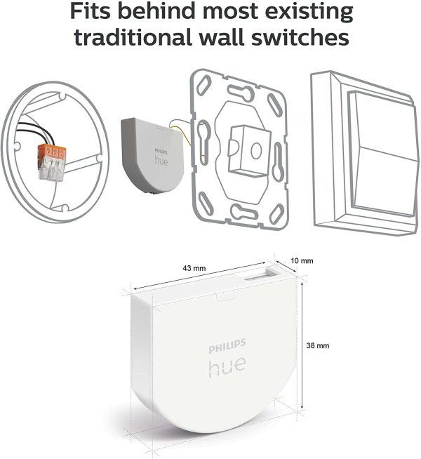 Philips Hue Smart Wall Switch Module Twin Pack. Works with Alexa, Google Assistant and Apple Homekit, Black