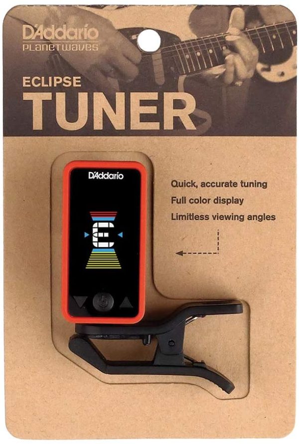 D'Addario Guitar Tuner - Eclipse Headstock Tuner - Clip On Tuner for Guitar - Great for Acoustic Guitars & Electric Guitars - Quick & Accurate Tuning - Red - Image 4