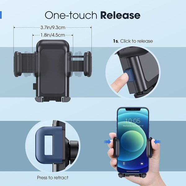 Car Phone Holder,Car Phone Mount,Car Holder,Dashboard Windscreen Car Phone Holder,Universal Car Cradle with One Button Release&Strong Sticky Gel Pad for iPhone12 11 XS XR X 8 7,Galaxys20 10 9,HTC,etc - Image 7