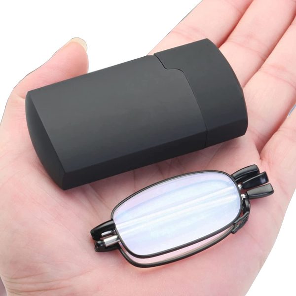 Folding Reading Glasses Compact Small Portable Blue Light Blocking Reader Spring Hinge Black 2 Pair - Image 4