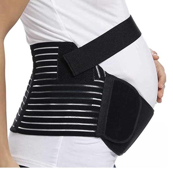 Maternity Belt Pregnancy Support Belt Lumbar Back Support Waist Band Belly Bump Brace, Relieve Back, Pelvic, Hip Pain Labour and Recovery (Black, M) - Image 2