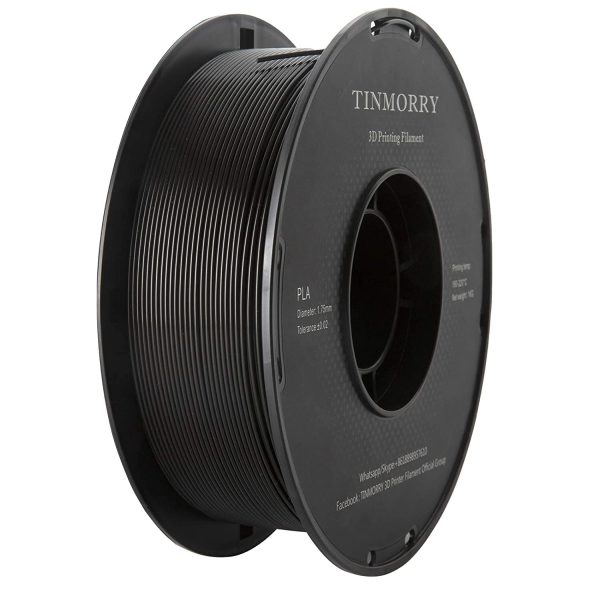 PLA Filament 1.75mm 1kg, TINMORRY PLA Filament 3D Printing Materials for 3D Printer, 1 Spool, Standard Black - Image 2