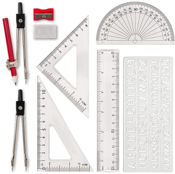 Linex Maths Set, Geometry Set in a Tin, 10 Pieces - Image 4