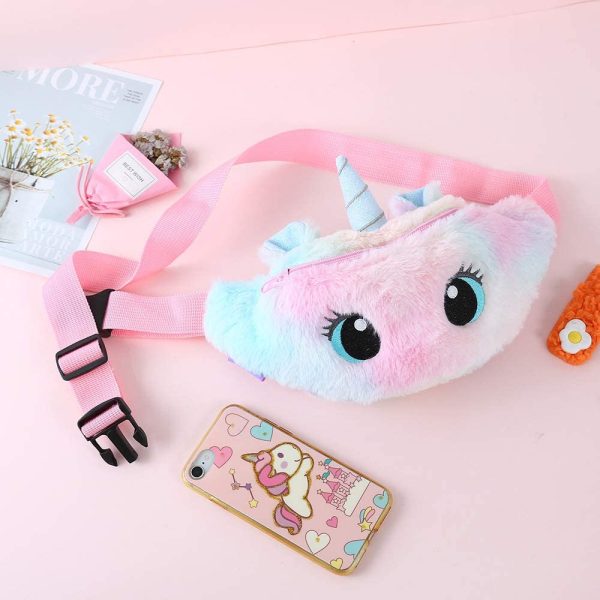 dressfan Unicorn Bum Bag Kids Belt Bag Cute Fanny Pack Hip Waist Bag Lightweight Sling Bag Chest Bag Plush Girls Women - Image 2