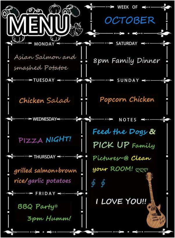 Fridge Dry Erase Board Calendar, Alaman Magnetic Refrigerator Dry Eraser Weekly Menu Meal Planner Family Calendar Organiser 16" x 12" Weekly Menu Planner with Grocery List and Notes (Black)