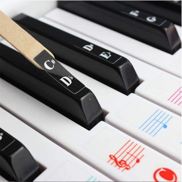 Piano Keyboard Notes Stickers for 25/49/61/54/88 Key Keyboards,Transparent Removable Music Piano Key Stickers for White and Black Keys,Keyboard Accessories for Kids Beginner Piano Practice Learning - Image 4