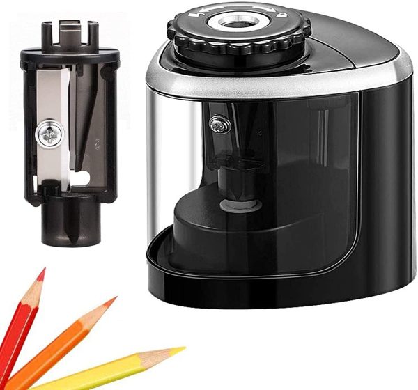 Pencil Sharpener Electric Pencil Sharpeners, Portable Pencil Sharpener Kids, Blade to Fast Sharpen, Suitable for No.2/Colored Pencils(6-8mm)/School Pencil Sharpener/Classroom/Office/Home (Black) - Image 7