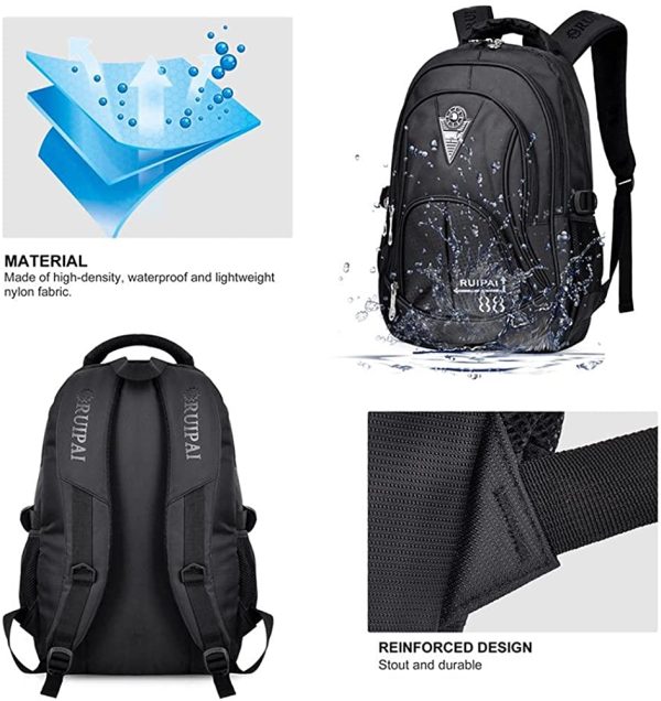 Boys Backpack School Bags Teenage - Kids Bookbags Nylon Lightweight Casual Laptop Daypack Ergonomic Large Capacity Rucksack for Primary Secondary High Schoolbags - Image 2