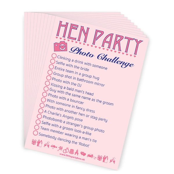 HEN PARTY SELFIE PHOTO CHALLENGE - Girls Night Out - Hen Night Game - 10 Player