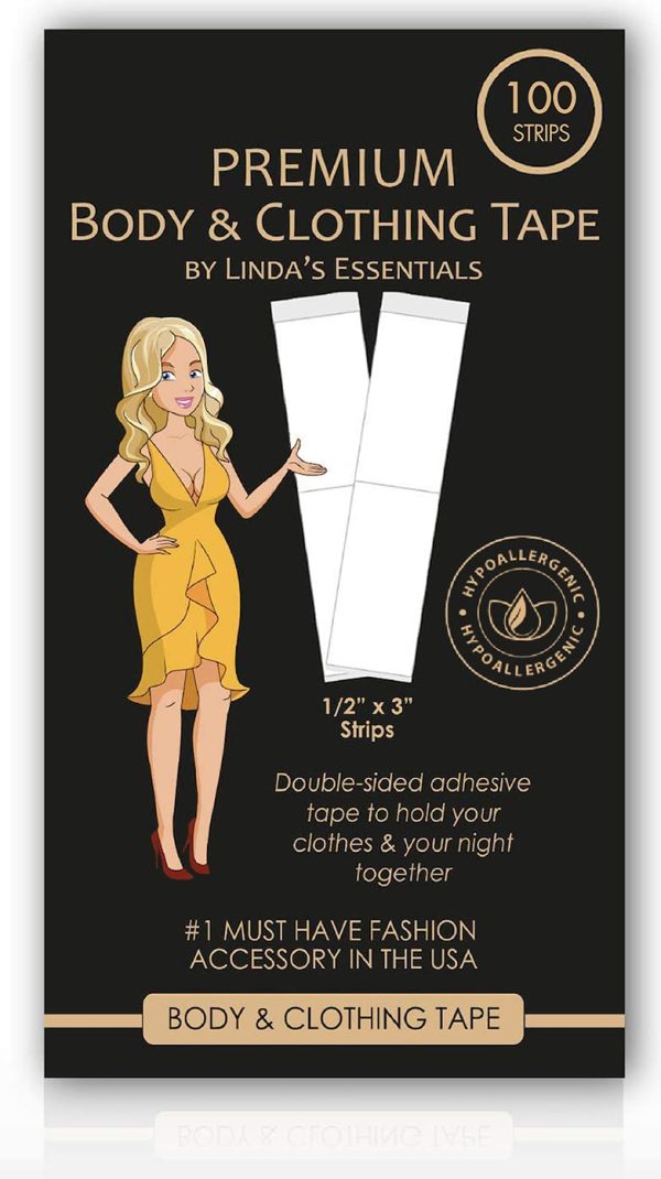 Double Sided Body Tape and Clothing Tape (100 Pack) by Linda??s Essentials | Transparent Skin Tape for Clothes & Body, Suitable for All Fabric Types and Sensitive Skin | Extra Adhesive Dress Tape - Image 5