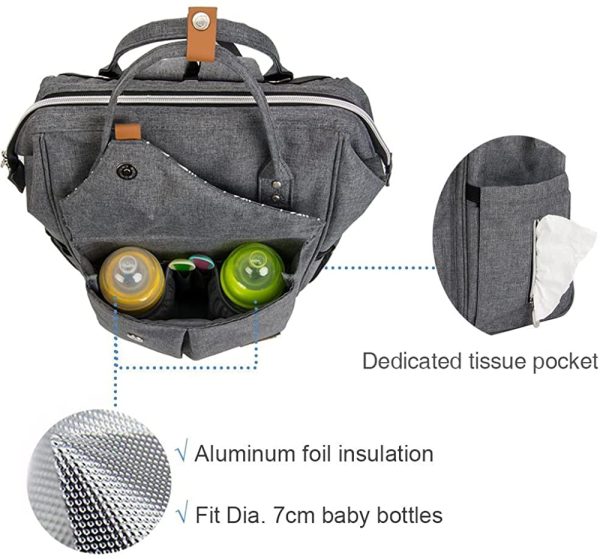 Lekebaby Nappy Changing Backpack Changing Bag with Changing Mat