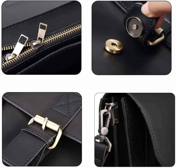 Retro Leather Laptop Bag Water-Repellent Briefcase Premium Laptop Briefcase Fits up to 13.3 Inch JAKAGO Laptop Handbag with Updated Shoulder Strap for Travel/Business/School/Men/Women-Black