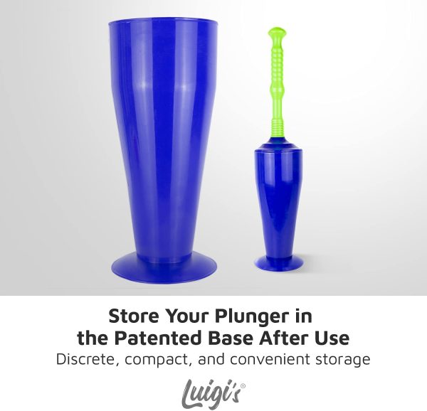 Luigi's - The World's Best Toilet Plunger | The Big, Blue & Green Unblocking Machine | Heavy Duty Unblocker with Unique Bellows Design | Clears & Unblocks All Toilets