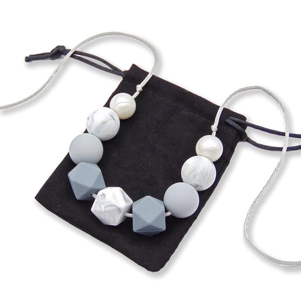 Grey Skies Silicone Teething Necklace for Mum Handy Breastfeeding Babywearing and Teething Aid New Mum Baby Shower Gift Fiddle Beads BPA Free - Image 2