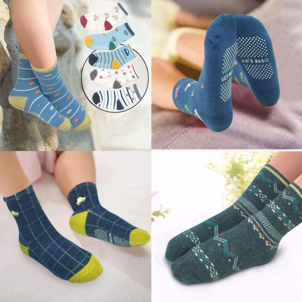 Toddler Non Skid Boy Socks - 12 Pairs Infant Baby Kid Children Grips Socks for 1-7 Years Old Girl Socks