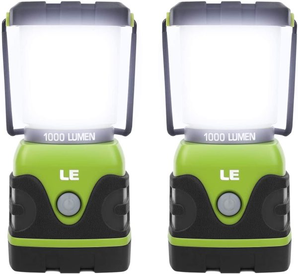 LE Camping Lantern, 1000 Lumen LED Outdoor Lights, 4 Modes Battery Powered Emergency Light, Water Resistant Tent Light for Camping, Hiking, Fishing, Power Cuts and More, Pack of 2 - Image 2