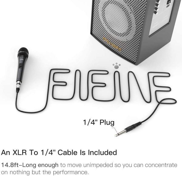 FIFINE Wired Microphone with Cord 14.8ft,Handheld Dynamic Mic Karaoke Microphone for Singing Vocal with On and Off Switch-K6 - Image 3