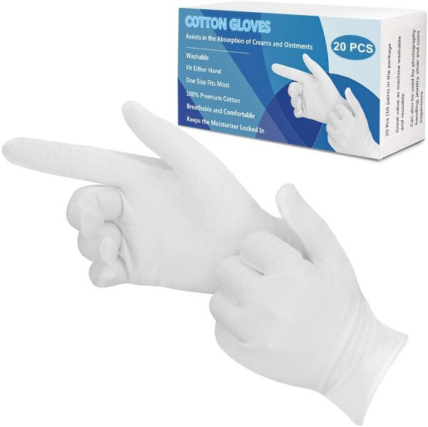 Cotton Gloves,10 Pair White Cotton Gloves for Dry Hands,Moisturzing Gloves for Eczema,Coin,Jewelry,Silver Inspection Gloves