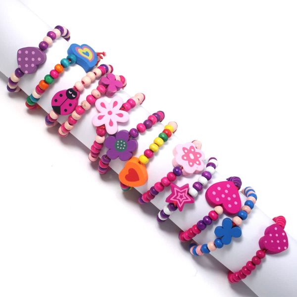 Stands Out, Supplying Outstanding Gifts 12 Bracelets Colourful Wooden Jewellery Girls Bracelets Christmas and Birthday Party Bag Stocking Filler Loot - Image 5