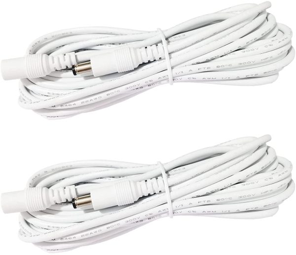 LitaElek 2x 2.5m/8.2ft DC 12V Extension Cable with 2.1mm x 5.5mm DC Plug Adapter DC 0-36V Male to Female Power Cord for Car Monitor, CCTV Wireless IP Camera, LED Strip Light, etc.(2.5m, 2pcs, White) - Image 5