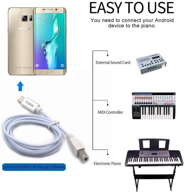 Midi Cable to Micro USB Cable Connector, Micro to Midi Interface,USB Adapter OTG Cable for Samsung Galaxy S6/S7/S4/S3/J5/J7/J3,HTC,PS4,Tablet and More,Electric Piano Audio Interface(1m)