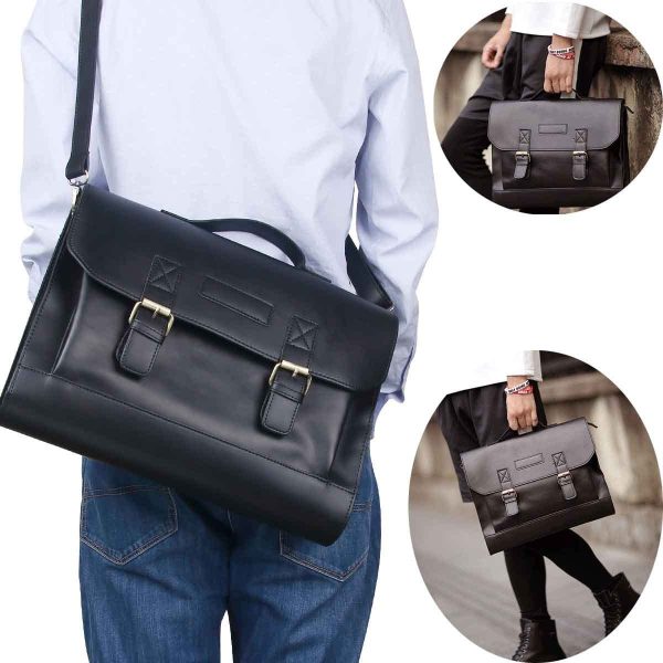 Retro Leather Laptop Bag Water-Repellent Briefcase Premium Laptop Briefcase Fits up to 13.3 Inch JAKAGO Laptop Handbag with Updated Shoulder Strap for Travel/Business/School/Men/Women-Black - Image 5