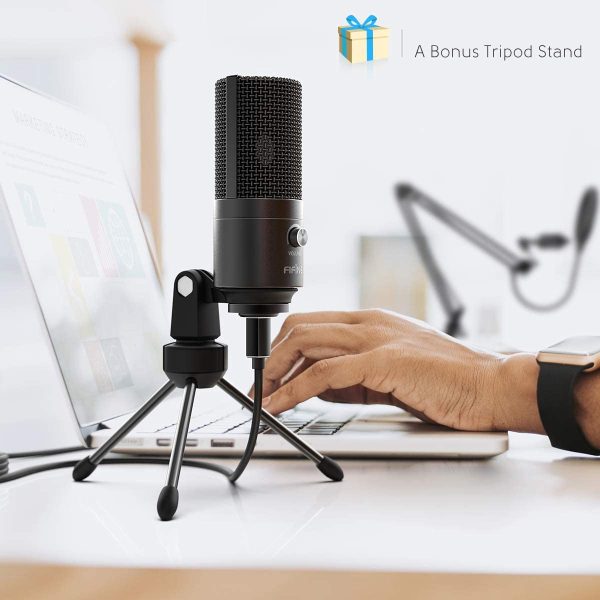 FIFINE USB Microphone Kit Condenser Studio Microphone for Computer, PC Mic with Adjustable Scissor Boom Arm Stand Shock Mount Volume Control for Gaming,Streaming,Podcast,Recording Vocal,YouTube-T669 - Image 3