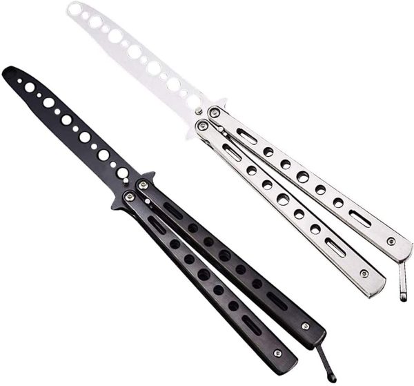 Ideal Swan 2 Pcs Practice Butterfly Knife,Martial Arts Trainer Bailisong Knife Sword,Unsharpened Blade