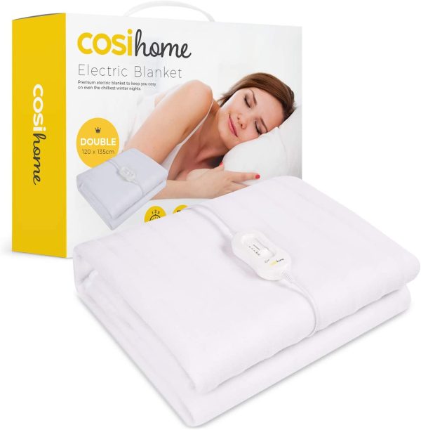 Premium Comfort Double Electric Blanket - Control with 3 Heat Settings, Polyester, White - Image 4