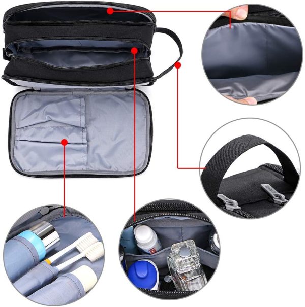 IGNPION Travel Toiletry Wash Bag Dry & Wet Separation Gym Shaving Organiser Bag with 3 Compartments ??Black?? - Image 6