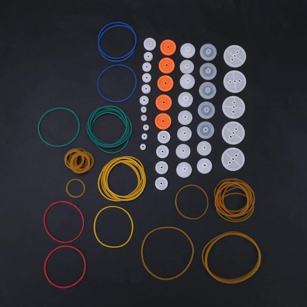 Plastic Gears Pulley Belt Worm Rack Kits, Transmission Belt Pulley Rubber Band Combination Set Gear Set Shaft Belt Accessories for DIY Model Toy 84pcs - Image 6