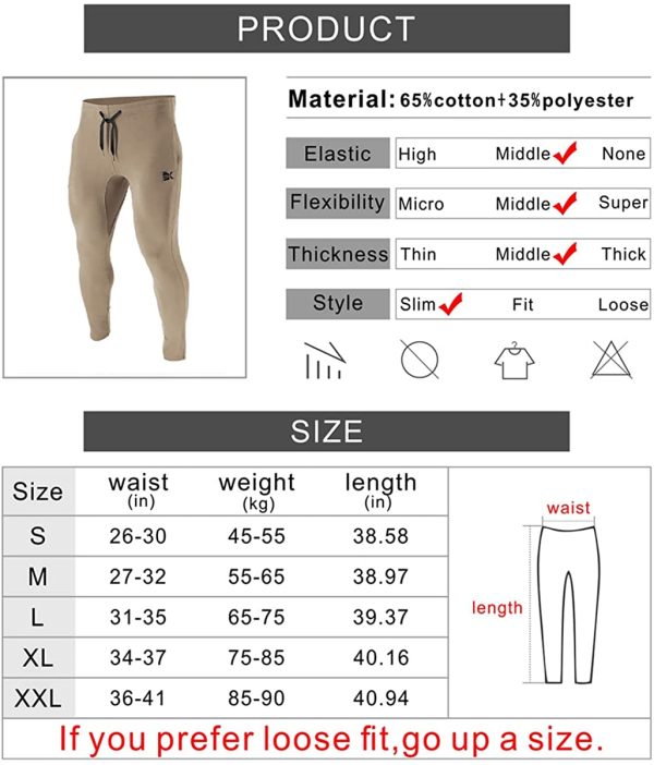 BROKIG Mens Zip Gym Joggers Sweatpants Slim fit Tracksuit Bottoms Casual Chinos Running Trousers Pockets - Image 6