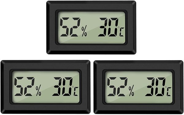 LCD Digital Thermometer Hygrometer Temperature Humidity Meter Gauge Thermometer for Greenhouse, Cars, Home, Office (3PCS)