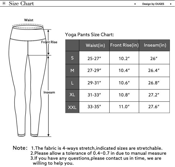 OUGES Womens High Waist Yoga Pants with Pockets Workout Running Gym Leggings - Image 5