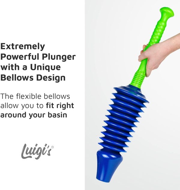 Luigi's - The World's Best Toilet Plunger | The Big, Blue & Green Unblocking Machine | Heavy Duty Unblocker with Unique Bellows Design | Clears & Unblocks All Toilets - Image 8