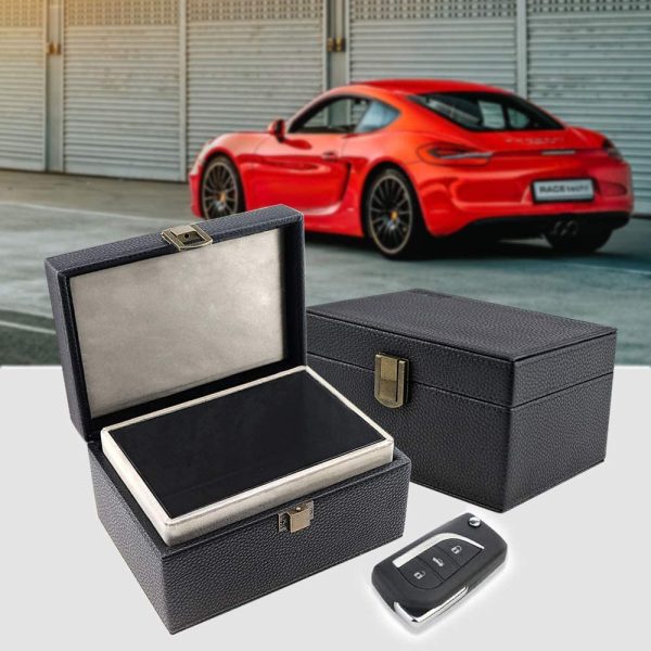 Car Key Signal Blocking Box with pouch,Large Faraday Box 17 x 12 x 9cm for Car Keys Phones RFID Blocker Case Car Key Safe Box,Fob Storage Box Keyless Cars Security Anti Theft Large Storage Box - Black - Image 2