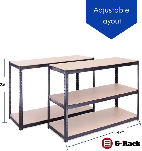 Garage Shelving Units: 180cm x 120cm x 45cm | Heavy Duty Racking Shelves for Storage - 1 Bay, Black 5 Tier (175KG Per Shelf), 875KG Capacity | For Workshop, Shed, Office | 5 Year Warranty - Image 4