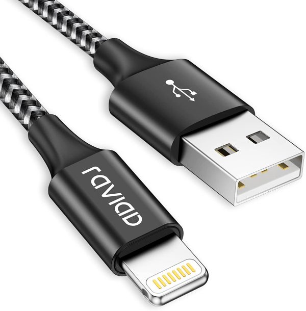 RAVIAD iPhone Charger Cable 1M/3.3FT [MFi Certified] Nylon Braided Lightning Cable Fast Charging & Sync iPhone Charger for iPhone 13 12 11 Pro Max 13 12 Mini X XS XR 10 8 8 7 Plus 6 6s 5s 5, Black - Image 2