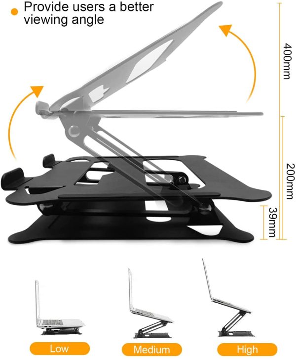 Laptop Stand for Desk, Foldable Laptop Riser, Portable Laptop Stand Adjustable Height with Heat-Vent, Compatible with Mac/Laptop/Tablet,Up to 17"