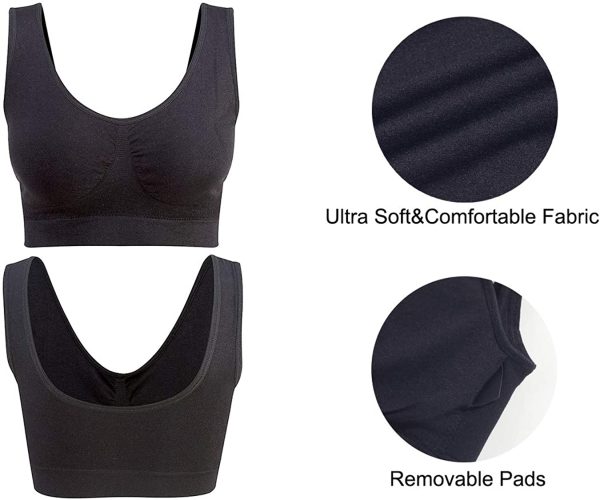 Lemef 3-Pack Seamless Sports Bra Wirefree Yoga Bra with Removable Pads for Women - Image 6