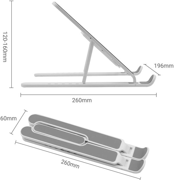 Laptop Stand,Foldable Portable Desk Laptop Stand,Ventilated Cooling Notebook Mount,6-Levels Adjustable Ventilation Tablet PC Laptop Holder(White)